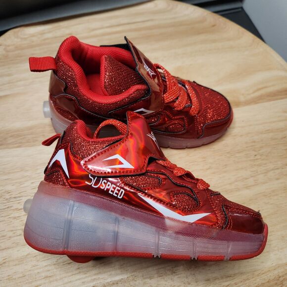 SD Speed Rechargeable Skate Sneakers – Kids EU 29 – Red, Retractable Wheel - Picture 1 of 9